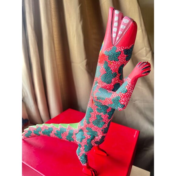 Signed Alebrije Lizard By Francisco Sosa Ojeda Mexico Folk Art Wood Sculpture - Picture 4 of 12